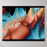 Fractal Art  Blues & Peach Poster