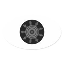 Fractal art in Black and Grey. Oval Stickers