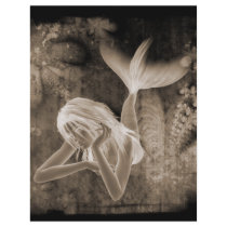 Fractal Background 3D Mermaid Brown Negative Full Color Flyer
