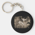 Fractal Background 3D Mermaid Brown Negative Keychains