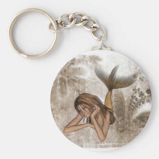 Fractal Background 3D Mermaid Key Chains