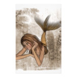 Fractal Background 3D Mermaid Stationery Design