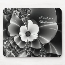 Fractal Black and White Design Any Occasion Mousepads