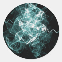 fractal blended blue round sticker