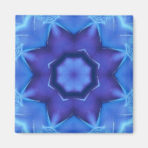 Fractal Blue Star Square Magnet