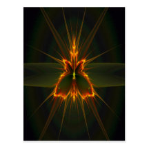 Fractal Butterfly on Black Background Postcard