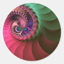 fractal Coloured  Spirals. Round Stickers