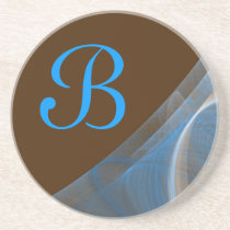 Fractal Corner Series-14 Teal Brn coaster--1 of coasters
