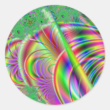 Fractal Design in Bright Colours. Round Sticker
