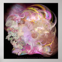 Fractal Feathers Pink Poster