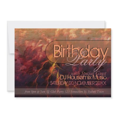 Fractal Fire Waves Birthday Party  Art Invitation by Paperstation