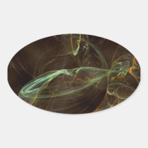 Fractal - green and blue oval sticker