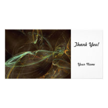 Fractal - green and blue personalized photo card
