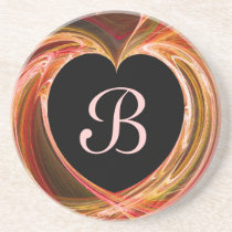 Fractal Heart Series-1---Blk & Pink coaster coasters