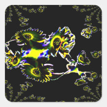 Fractal-ized Neon Sunflowers Stickers