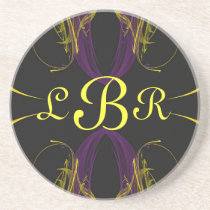 Fractal Misc Series-24-Blk Yel Prp coaster--1 of coasters