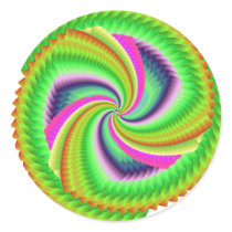 Fractal, Random, pretty, colourful, fuzzy windmill Round Sticker