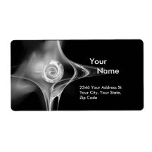 FRACTAL ROSE 1 Black And White Personalised Shipping Label