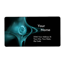 FRACTAL ROSE 1 Blue Black Personalised Shipping Labels