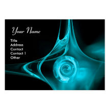 FRACTAL ROSE 1 bright blue black Business Cards