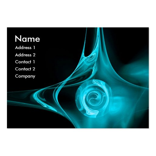 FRACTAL ROSE 1 bright light blue black Business Cards