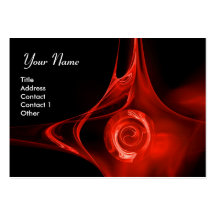 FRACTAL ROSE 1 bright red black Business Card Templates