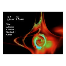 FRACTAL ROSE 1 bright red blue green black Business Cards