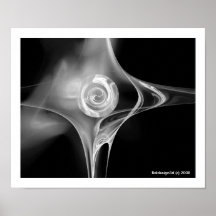 FRACTAL ROSE , black and white Print