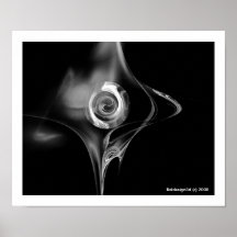 FRACTAL ROSE , black and white Print