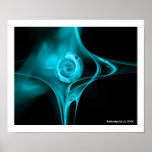 FRACTAL ROSE , blue turquase Posters