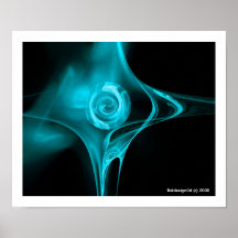 FRACTAL ROSE , blue turquase Posters