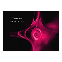 FRACTAL ROSE bright pink black Custom Announcements