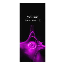 FRACTAL ROSE bright purple black Custom Invitation