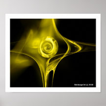 FRACTAL ROSE , yellow Posters