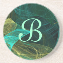Fractal Series-1---Teal coaster--1 of  colours coasters