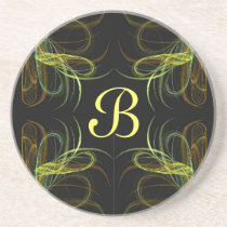 Fractal Series-5---yellow coaster--1 of  colours coasters