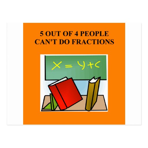 fraction math joke postcard