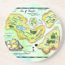 Fractious Islands Treasure Map Coaster