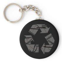 Fractured Grey Recycle Sign keychains
