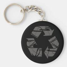 Fractured Grey Recycle Sign Keychain