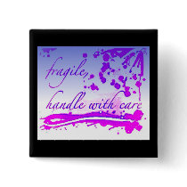 fragile handle with care button, black
