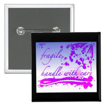 fragile handle with care button, black