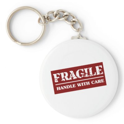 Fragile Handle with Care Item Keychains by funkymonkeydesigns