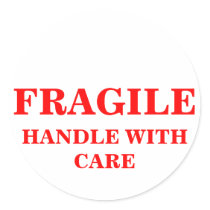 FRAGILE HANDLE WITH CARE package shipping label