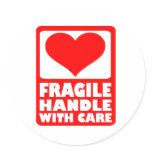 Fragile handle with care round stickers