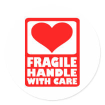 Fragile handle with care round stickers
