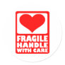 Fragile handle with care round stickers