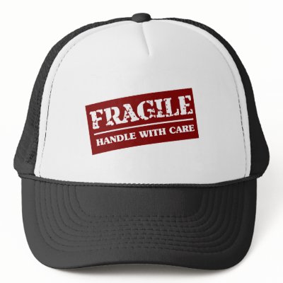 Fragile - Handle With Care Trucker Hat by funkymonkeydesigns