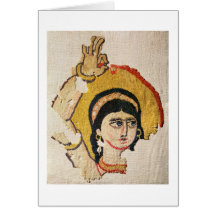 Fragment of a tapestry depicting the head of a dan greeting cards