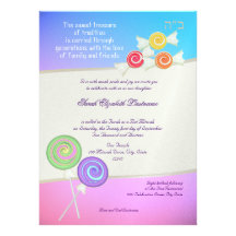 Framboise douce de bleu de bat mitzvah de sucrerie invitations